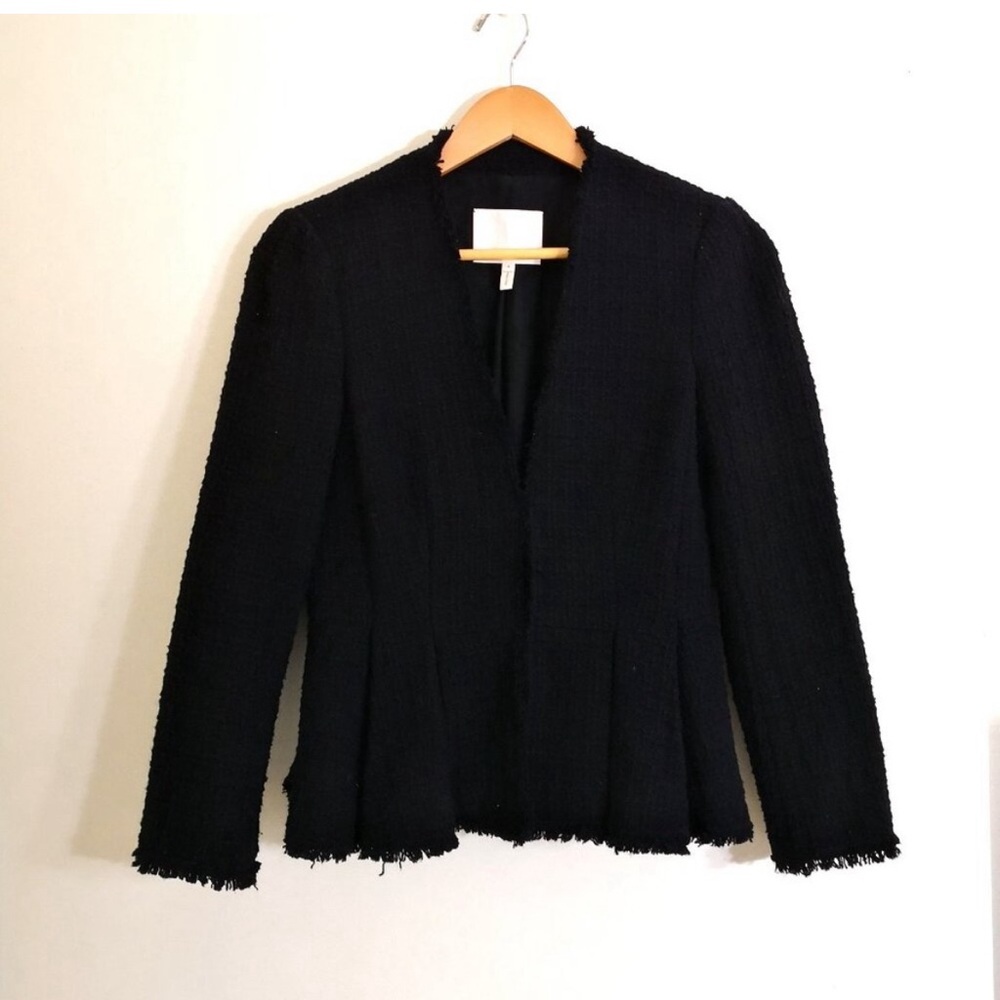Rebecca Taylor Textured Peplum Jacket Black Size 4